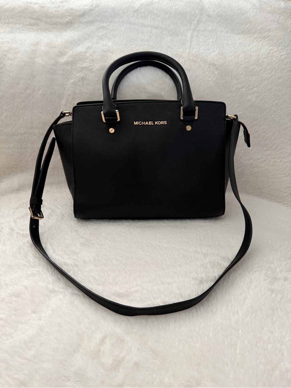 Michael Kors Black Satchel with Gold Hardware